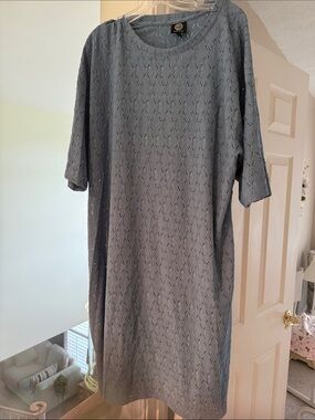bobeau Pointelle Knit Dress in Steel Blue